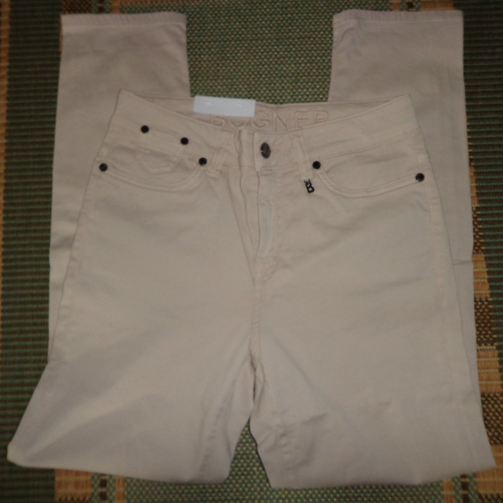 NWT BOGNER Julie-C Slim Fit Jeans 27 Beige Zip Button Closure Pockets Stretch